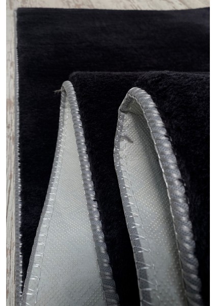 Yıkanabilir Post Peluş Kaymaz Taban Siyah Kesme Yolluk Halı modelleri