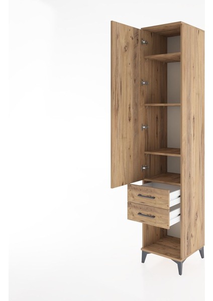 Hyperion Dolap 4 Raflı 2 Çekmeceli Tek Kapaklı 44X44X221 Çam-Çam fırsatları