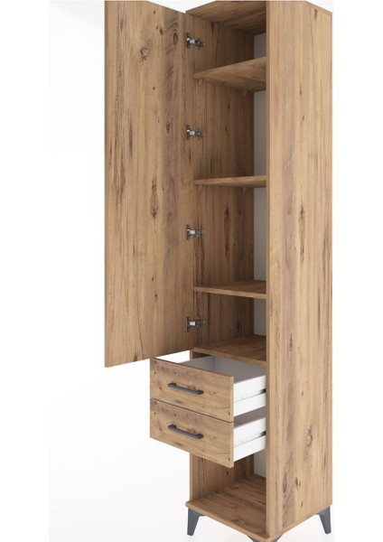 Hyperion Dolap 4 Raflı 2 Çekmeceli Tek Kapaklı 44X44X221 Çam-Çam indirimleri