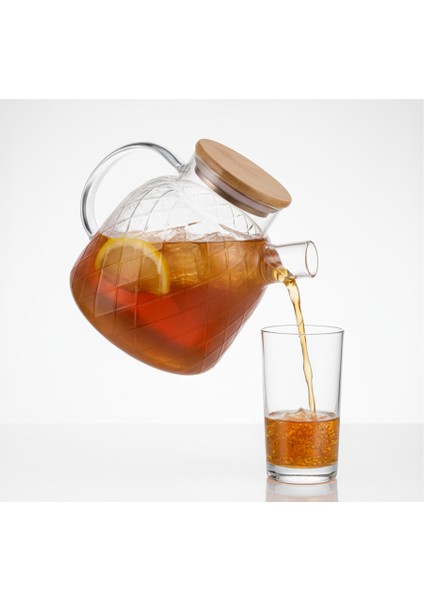 Bambu Kapaklı Cam Sürahi / Çok Amaçlı Cam Demlik 3,6 Litre fiyatları