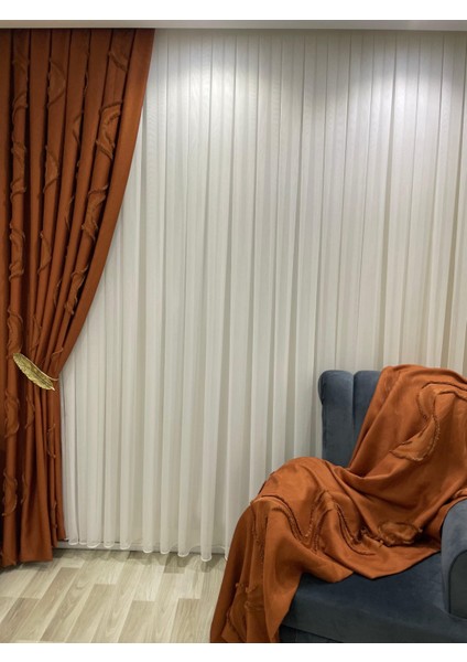 Taç Soft Bambu Ağır Gramajlı Şantuklu 1/3 Kat Sık Pileli Tül Perde Her Odaya Uygun Ütü Istemeyen