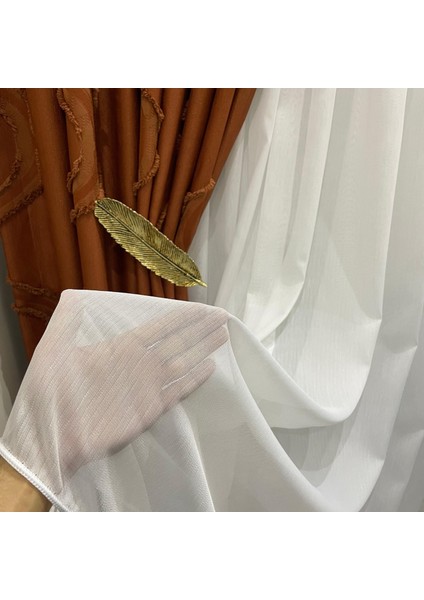 Taç Soft Bambu Ağır Gramajlı Şantuklu 1/3 Kat Sık Pileli Tül Perde Her Odaya Uygun Ütü Istemeyen