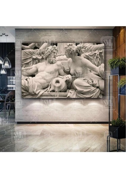 Kanvas Tablo Zeus ve Hera Heykeli Yunan Mitolojisi Dekor Taş Mermer Kanvas Tablo 30 x 40