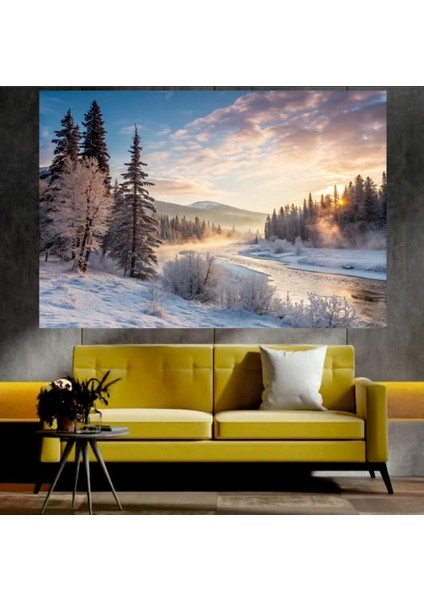 Kar Manzaralı Sanatsal Dekoratif Duvar Tablosu (35X50 Cm)