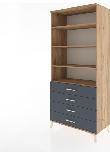 Hyperion Dolap 4 Raflı 4 Çekmeceli 88X44X195 Çam-Antrasit modelleri