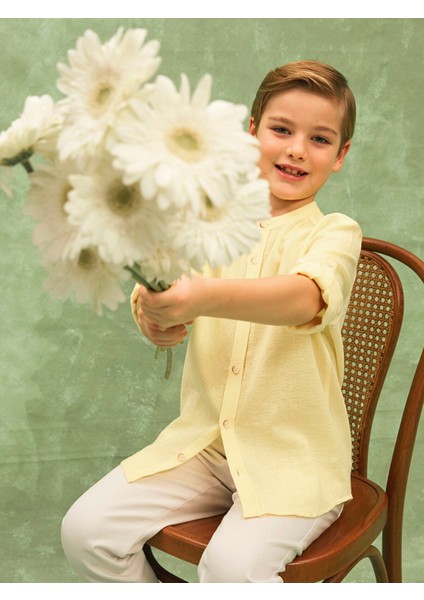 Yeni Sezon Hakim Yaka Basic Uzun Kollu Erkek Çocuk Gömlek