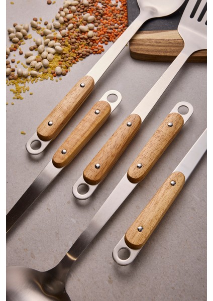 Gaia Silver Ahşap Saplı 5 Parça Servis Seti 18/10 Paslanmaz Çelik fiyatları