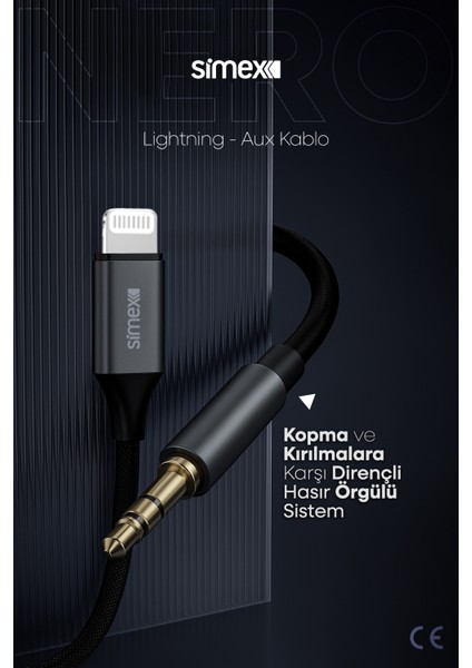 Iphone Lightning To 3.5mm Kumaş Aux Ses Kablosu Stereo Destekli 1.1m Nero fırsatları