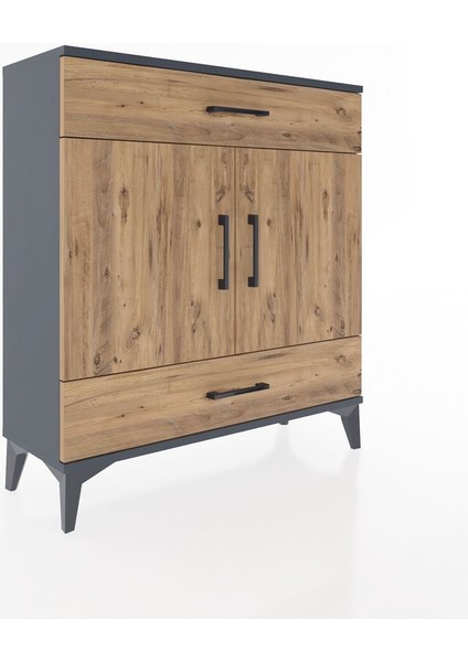 Arges Şifonyer 2 Raflı 2 Çekmeceli 2 Kapaklı 88X30X96 Antrasit-Çam fiyatları