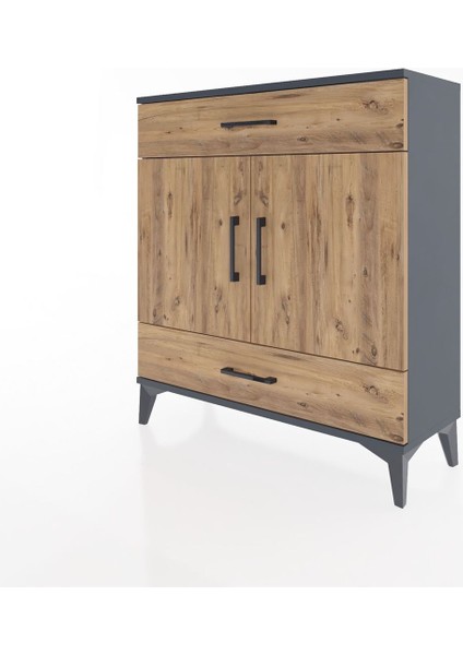 Arges Şifonyer 2 Raflı 2 Çekmeceli 2 Kapaklı 88X30X96 Antrasit-Çam modelleri