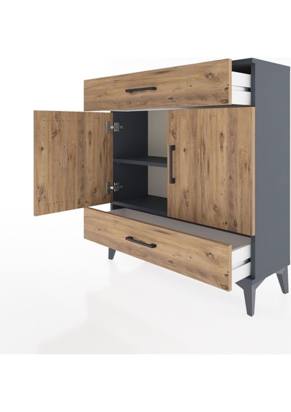 Arges Şifonyer 2 Raflı 2 Çekmeceli 2 Kapaklı 88X30X96 Antrasit-Çam fırsatları