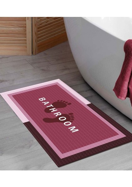 Banyo Paspası 50X70CM, Su Geçirmez ve Kaydırmaz, Emici ve Renkli Bordo