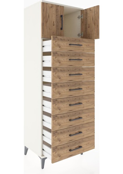 Hyperion Dolap Tek Raflı 8 Çekmeceli 2 Kapaklı 60X44X182 Aytaşı-Çam fırsatları