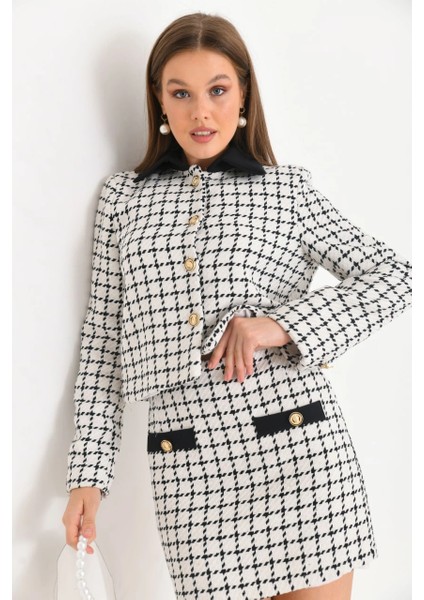 Kadın Blazer Ceket Garni Detay Uzun Blazer Ceket Beyaz - KRN026 fiyatları