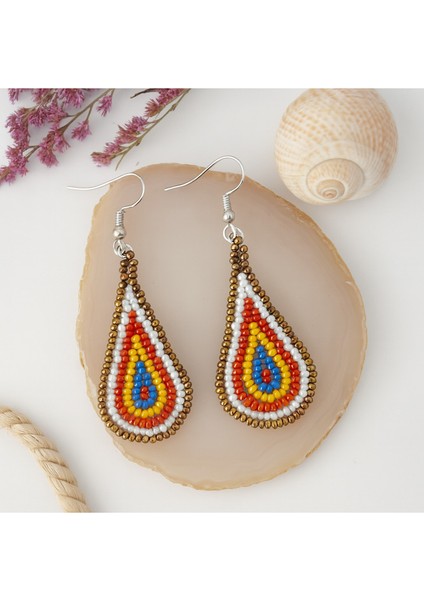 Sade Boncuklu Damlacık Küpe – Bohem & Etnik Stil