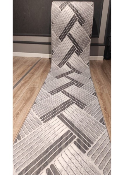 Gri Kaymaz Tabanlı Kabartmalı Yıkanabilir Yolluk ve Halı Seti fiyatları