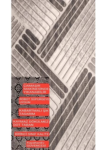 Gri Kaymaz Tabanlı Kabartmalı Yıkanabilir Yolluk ve Halı Seti modelleri