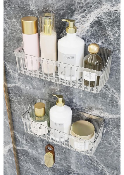 Yapışkanlı Rafı, 2&apos;li Düzenleyici Organizer Duş Rafı Şampuanlık, Plstik