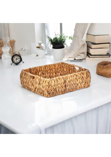 El Yapımı Hasır Dekoratif Sepet, Hasır Dekoratif Tepsi 3 Model Seçenekli (37 * 30 * 12CM) (Model - 3)