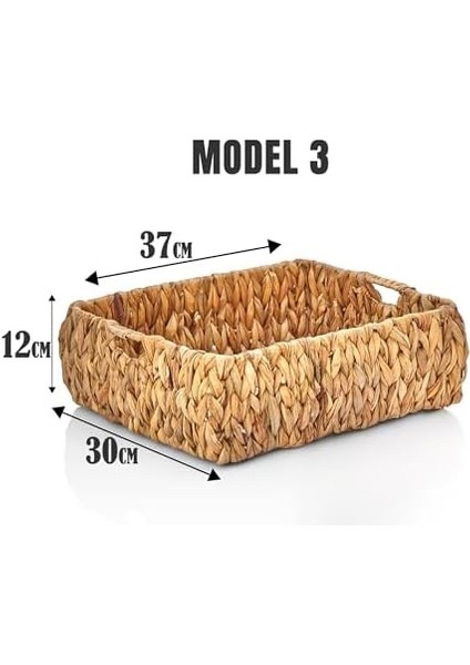 El Yapımı Hasır Dekoratif Sepet, Hasır Dekoratif Tepsi 3 Model Seçenekli (37 * 30 * 12CM) (Model - 3) fiyatları