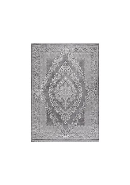 Arsizio Klasik Göbekli Gri Triko Akrilik Pamuk Atkılı Makine Halısı