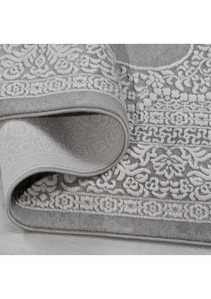 Arsizio Klasik Göbekli Gri Triko Akrilik Pamuk Atkılı Makine Halısı fırsatları