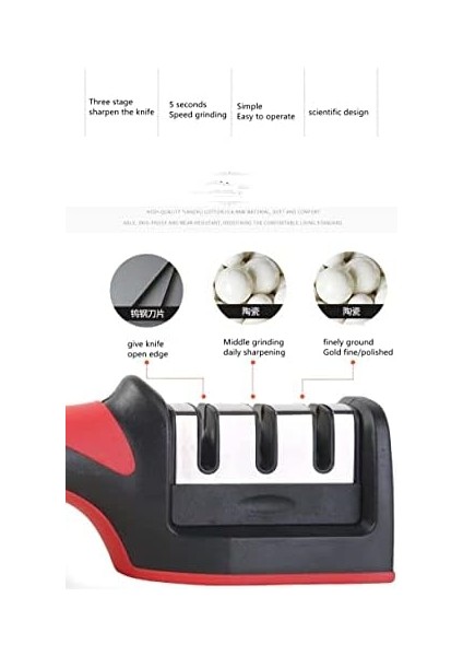 Bıçak Bileyici, Seviye 3 Bileyici, Ergonomik Saplı Profesyonel Bıçak Bileyici, 2&apos;si 1 Arada Mutfak Bıçağı Onarım Parçaları modelleri