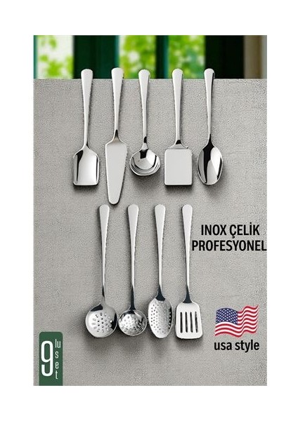 Amerikan Tip Servis Seti 9 Parça - Profesyonel Paslanmaz Çelik Çeyiz Seti