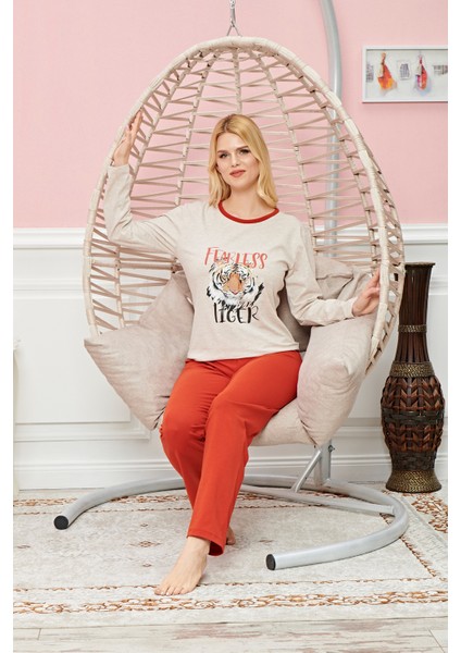 Bayan Uzun Kollu Pijama Takımı Model No 7591