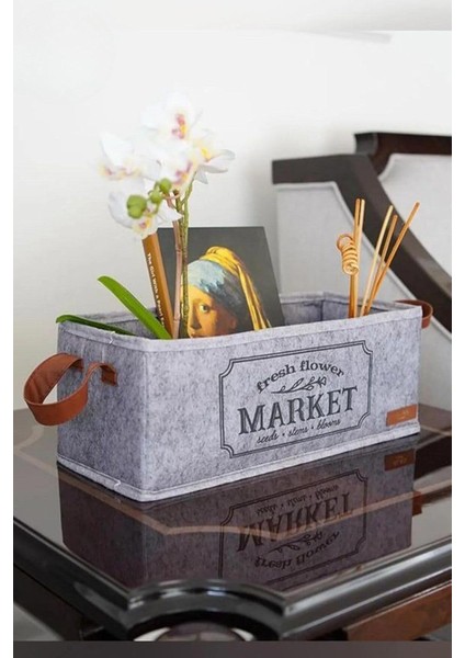 Deri Kulplu Özel Tasarım Malzeme Kutusu Hurç Organizer Ev Mutfak Ev Gereci 32X13X14CM - 1044