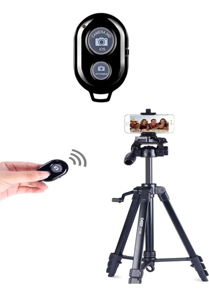 Uzaktan Kumanda Pilli Tüm Telefonlara Uyumlu Video Selfie ve Fotoğraf Çekme Siyah