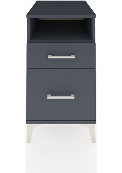 Kronos Komodin Tek Raflı 2 Çekmeceli 44X59X80 Antrasit-Antrasit
