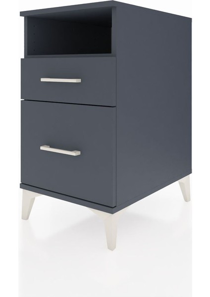 Kronos Komodin Tek Raflı 2 Çekmeceli 44X59X80 Antrasit-Antrasit modelleri