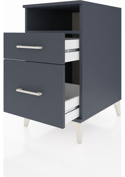 Kronos Komodin Tek Raflı 2 Çekmeceli 44X59X80 Antrasit-Antrasit fırsatları