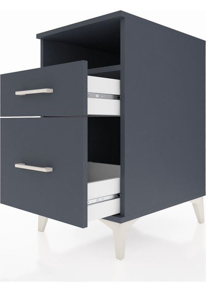 Kronos Komodin Tek Raflı 2 Çekmeceli 44X59X80 Antrasit-Antrasit indirimleri