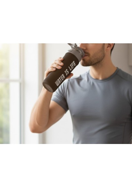 Kılıflı 550 cc Cam Motivasyon Sporcu Matarası – Sağlıklı ve Şık Tasarım | Yerli Üretim | Cam Suluk | indirimleri