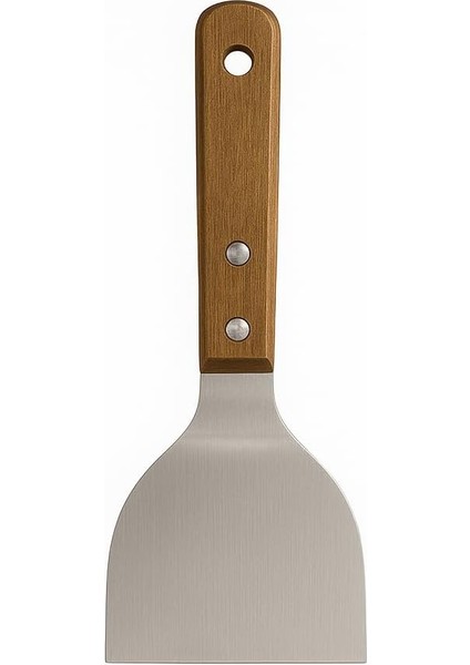 Ahşap Saplı Paslanmaz Çelik Spatula – 24CM Eğilimli Çok Amaçlı Mutfak Spatulası |, Burger, Sebze, Temizlik Için Profesyonel Metal Spatula