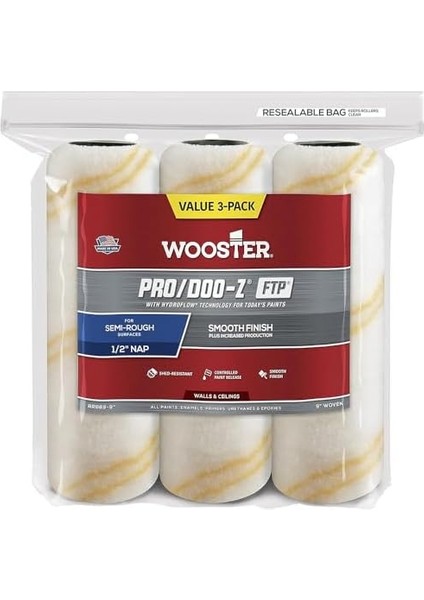 Brush RR669-9 Pro Doo Z Ftp Silindir Kapağı 1/2 Inç Şekerleme, 9 Inç (3&apos;lü Paket) fiyatları