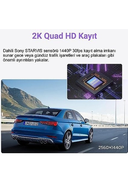 Wm1 2k 30FPS Qhd Starvis Sensor Wifi S&apos;li Araç Kamerası fiyatları