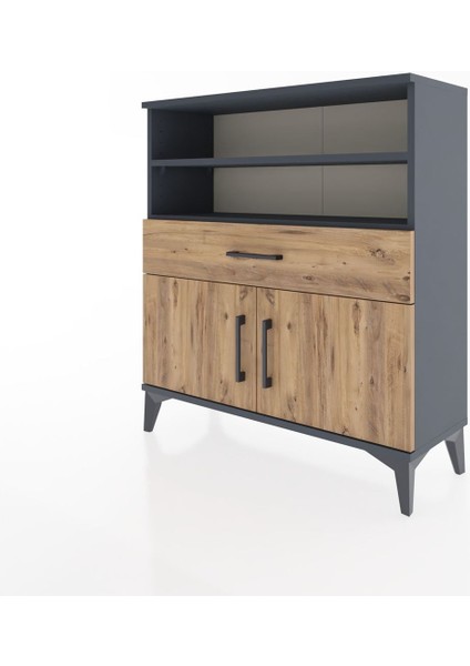 Arges Şifonyer 3 Raflı Tek Çekmeceli 2 Kapaklı 88X30X96 Antrasit-Çam modelleri