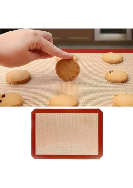 Pişirme Matı, 40X30 Cm, Fırın ve Mikrodalga Uyumlu, Yapışmaz, Bulaşık Makinesi Güvenli, Kırmızı