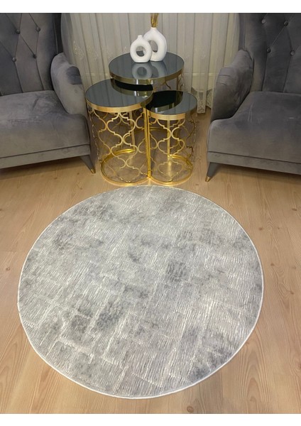 Kaymaz Tabanlı Yuvarlak Aksu Yolluk Halı Banyo ve Tuvalet Paspası Gri fiyatları