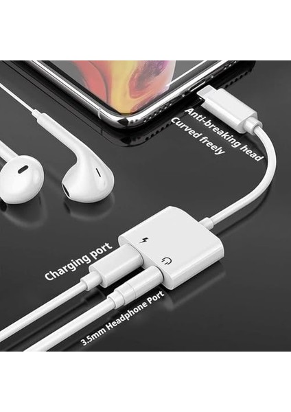 ile Uyumlu Kulaklık 2 Si 1 Arada 3,5 mm Kulaklık Bağlantısı Şarj Kablosu Dönüştürücü Cihazı Hem Şarj Etmenizi Hem Kulaklık Veya Aux Kullanabilmenizi Sağlar No 159 modelleri