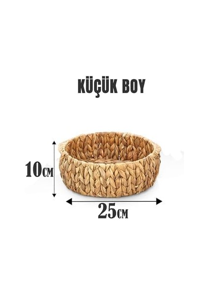 El Yapımı Hasır Dekoratif Yuvarlak Sepet, Hasır Dekoratif Tepsi 3 Model Seçenekli (25 * 10CM) (Küçük Boy) fiyatları