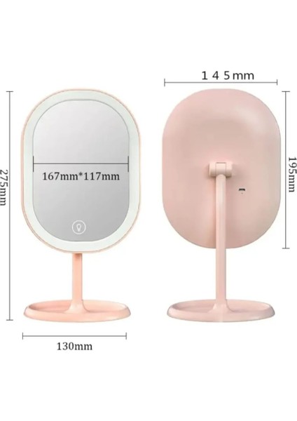 Beyaz Renk Oval Model Işıklı Makyaj Aynası Şarj Edilebilir Dekoratif Ayna