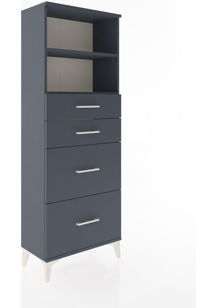Arges Dolap 2 Raflı 4 Çekmeceli 60X30X163 Antrasit-Antrasit fiyatları