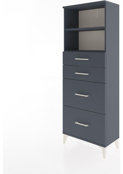 Arges Dolap 2 Raflı 4 Çekmeceli 60X30X163 Antrasit-Antrasit modelleri