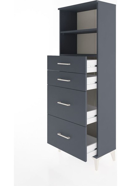 Arges Dolap 2 Raflı 4 Çekmeceli 60X30X163 Antrasit-Antrasit fırsatları