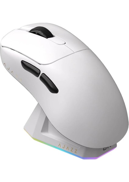 Ajazz AJ179 Pro 3 Modlu 8000Hz 26.000 Dpı Manyetik Şarj Istasyonlu Paw 3395 Optik Sensör Gaming Mouse (Beyaz)