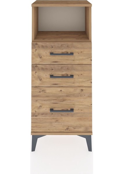 Arges Komodin Tek Raflı 3 Çekmeceli 44X30X106 Çam-Çam